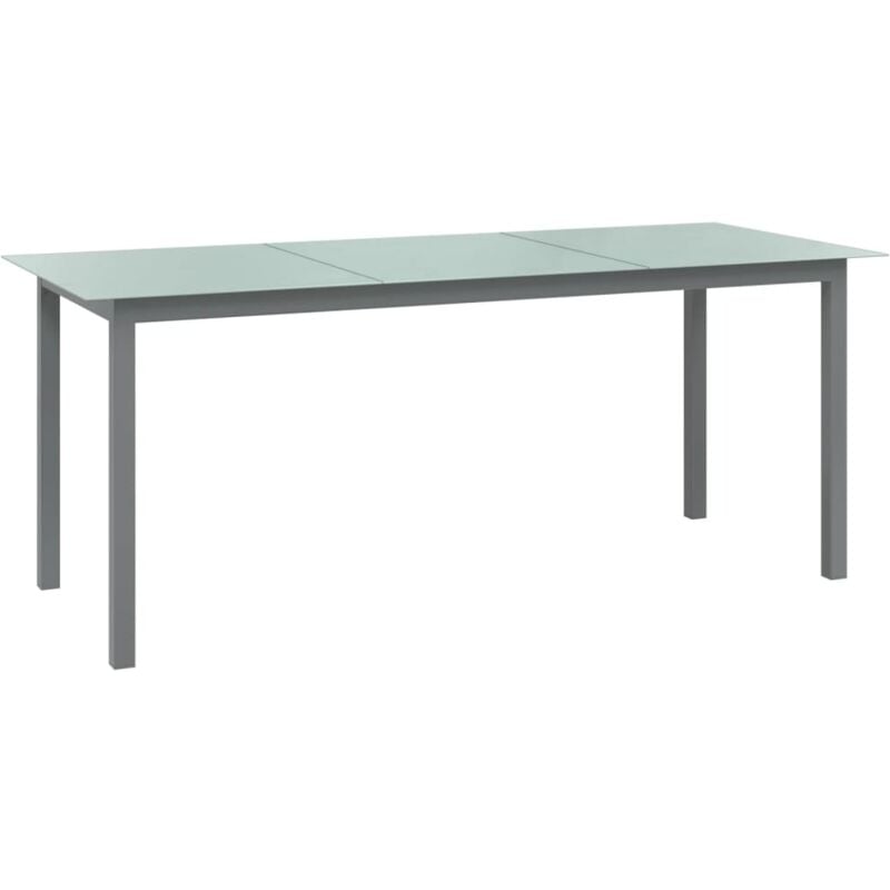 Table d'extérieur Table de salon de jardin - Gris clair 190x90x74 cm Aluminium et verre BV321336