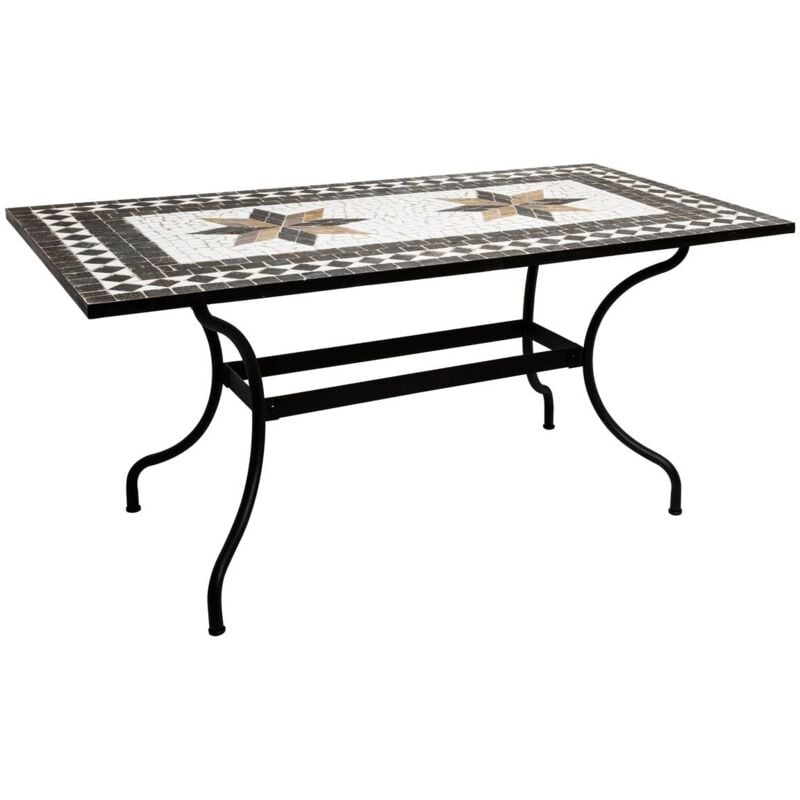 Atmosphera - Table à manger rectangulaire Kipos mosaïque noir L160cm créateur d'intérieur