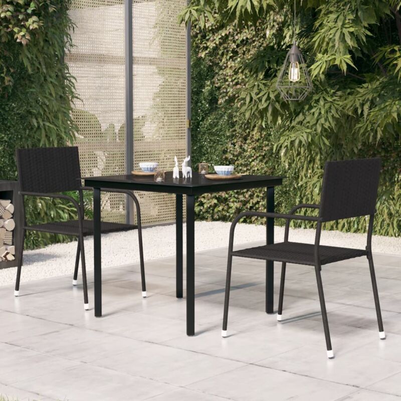 Vidaxl - Table à dîner de jardin Noir 80x80x74 cm Acier et verre