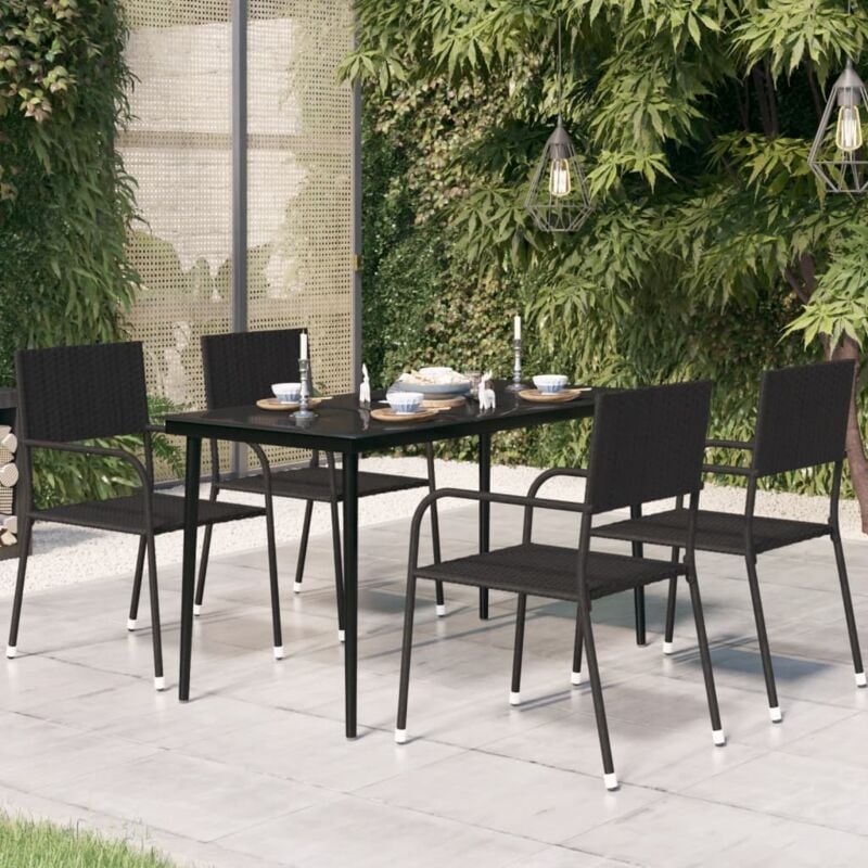 Vidaxl - Table à dîner de jardin Noir 140x70x74 cm Acier et verre