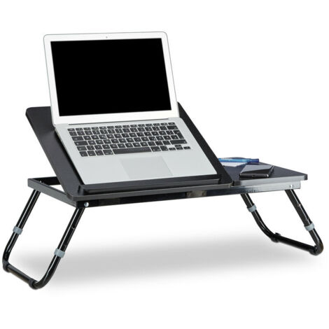 Table d'ordinateur portable pliable Noir Plateau de lit HxlxP: 40 x 75 x 35 cm hauteur réglable pliants, noir