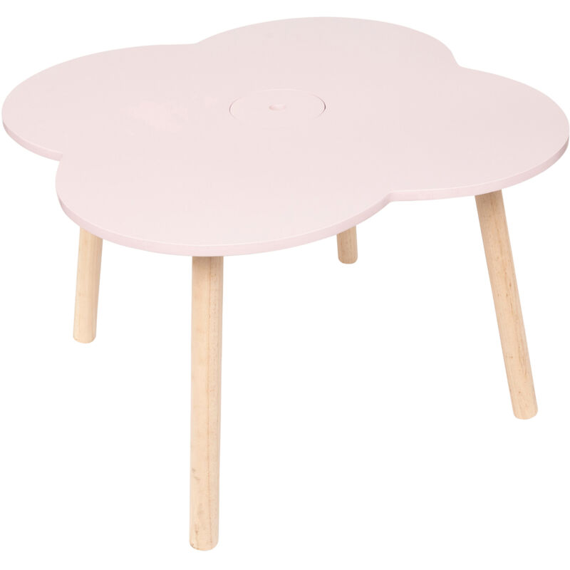 Atmosphera – Table enfant fleur rose 51x51x40 cm – MDF et bois de pin – Compartiment de rangement – Pour enfants de 2 à 6 ans