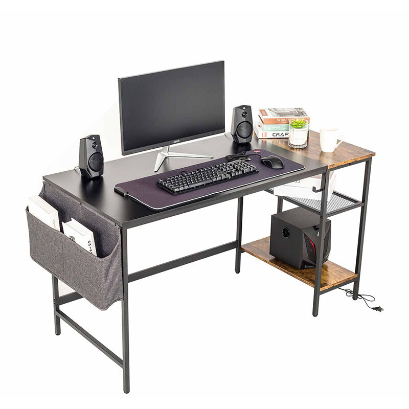 Table de bureau avec étagère amovible Bureau d'ordinateur en bois Rangement