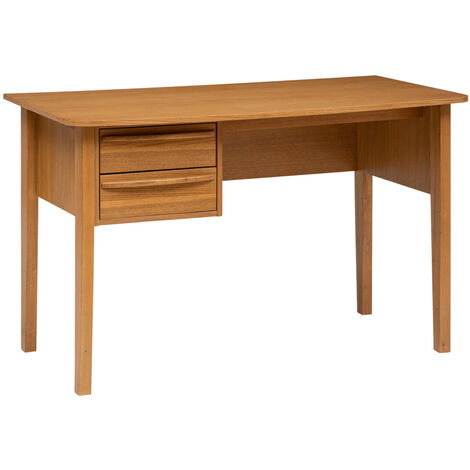 Table du bureau avec 2 tiroirs en bois coloris naturel - longueur 125 x Profondeur 55,5 x Hauteur 76,5 cm -PEGANE-
