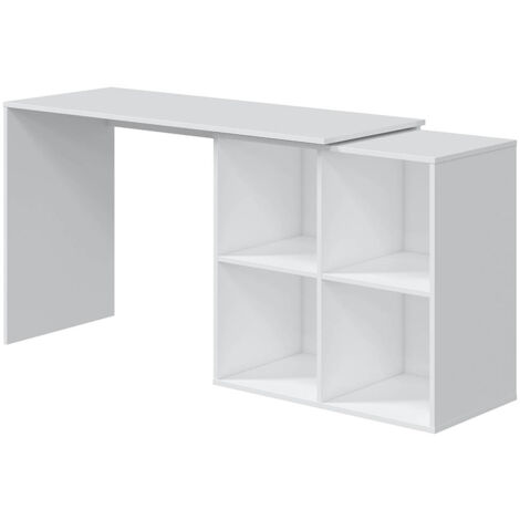 Table du bureau, meuble du bureau réversible en bois coloris blanc artic - hauteur 74 x longueur 120-152 x profondeur 77 cm