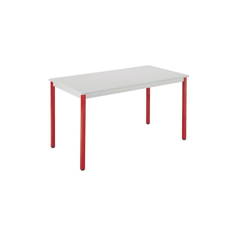 Sans Marque - Table Eco plateau gris 120 x 60 cm piétement rouge - Gris
