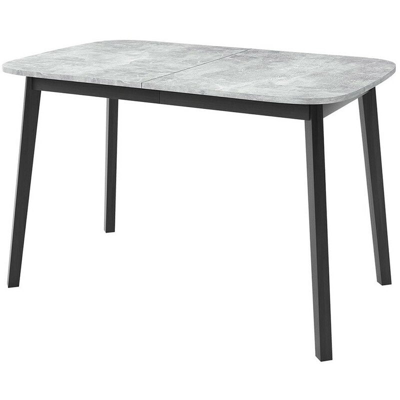 Mobilier1 - Table Edmond 110, Marbre gris + Noir, 77x80x130cm, Allongement, Stratifié, Bois