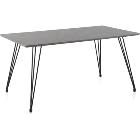 Table effet béton gris avec pieds métal design industriel - gris effet béton et noir