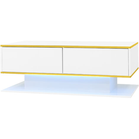 TABLE Élégance Luxueuse Fonctionnelle Atmosphérique Particle Board Blanc+Or 100.00 x 50.00 x 40.00 cm