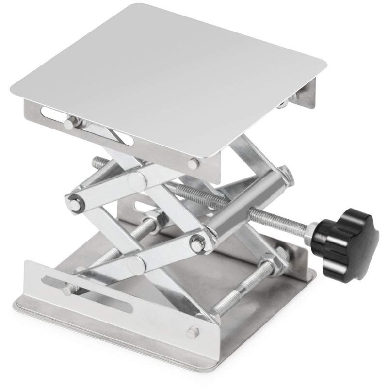 Table Élévatrice de Laboratoire, Table de Levage Plate-Forme de Laboratoire en Acier Inoxydable, 100 x 100mm, Hauteur de Levage Extensible de 45 à