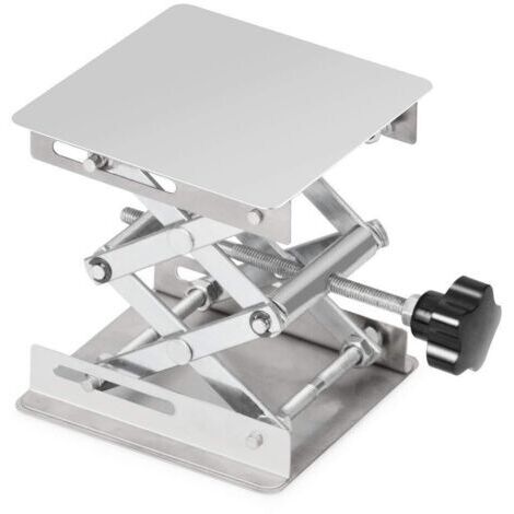 Table Élévatrice de Laboratoire, Table de Levage Plate-Forme de Laboratoire en Acier Inoxydable, 100 x 100mm, Hauteur de Levage Extensible de 45 à 150mm, Poids de Support 5 KG