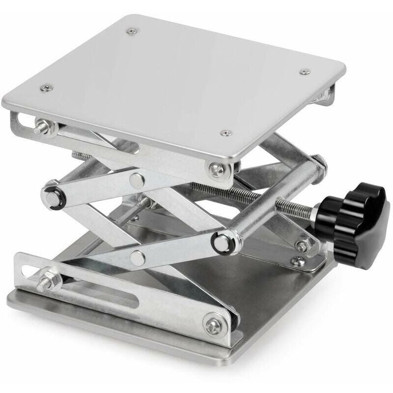 Table Élévatrice de Laboratoire, Table de Levage Plate-Forme de Laboratoire en Acier Inoxydable, 150 x 150mm, Hauteur de Levage Extensible de 75 à