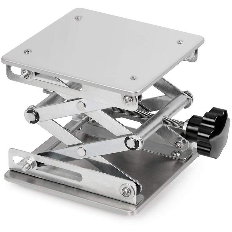 Table élévatrice de laboratoire, table élévatrice de plate-forme de laboratoire en acier inoxydable, 150 x 150 mm, hauteur de levage extensible