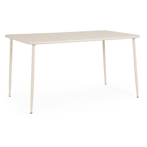 Table en acier à revêtement électrophorétique, finition mate, 140 x 80 cm, couleur champagne