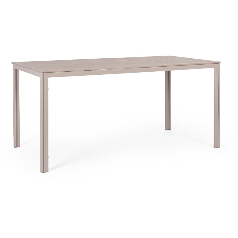 Table en acier avec plateau en PEHD imitation bois 156 x 78 cm Gris tourterelle