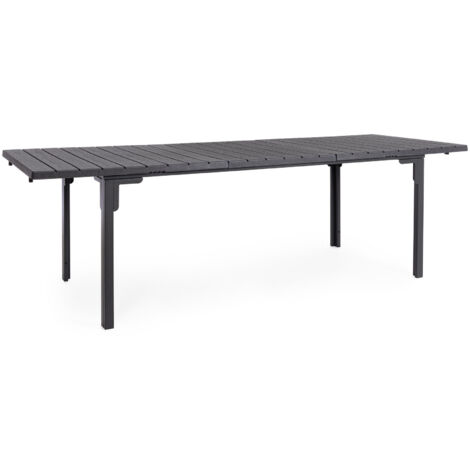 Table en acier avec plateau en PEHD imitation bois 180-240 x 90 cm anthracite