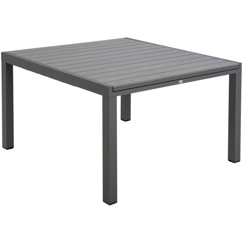 M&S – Table de jardin carrée extensible 120-180 cm en bois composite et aluminium – Couleur gris – Structure robuste pour extérieur - 120x120- M&S – Table de jardin carrée extensible 120-180 cm en bois composite et aluminium – Couleur gris – Structure robuste pour extérieur - 120x120-