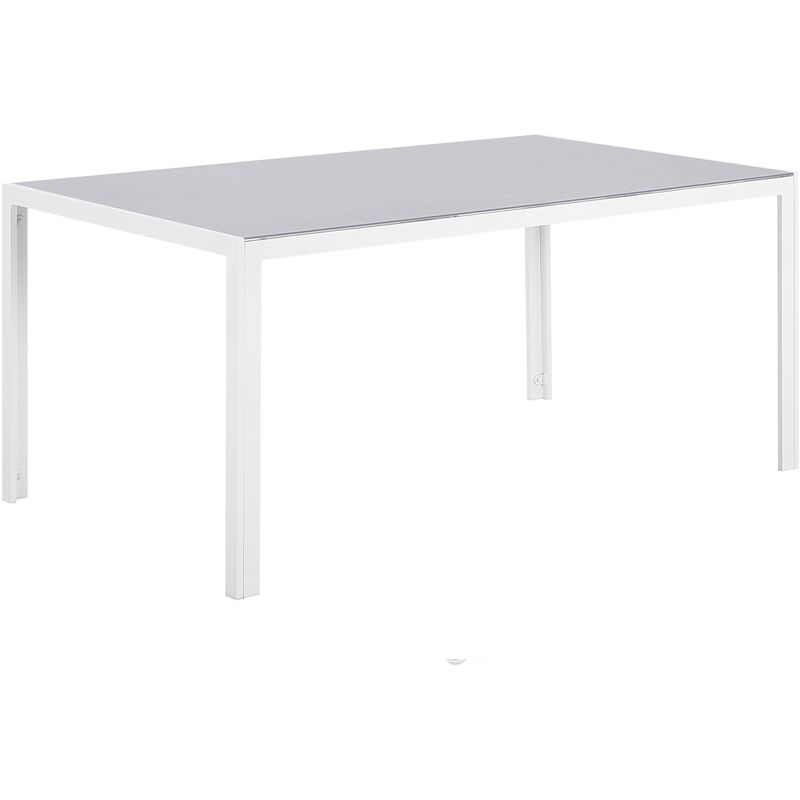 Table de Jardin 160 x 90 cm en Aluminium et Verre Gris Style Industriel Catania - Blanc
