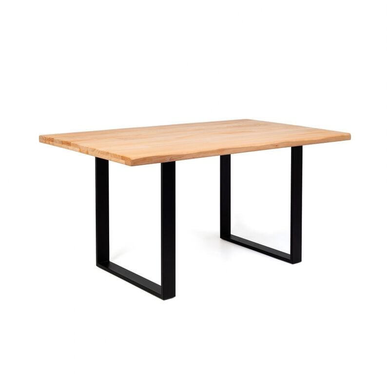 table en bois massif et pieds en acier noir tropez
