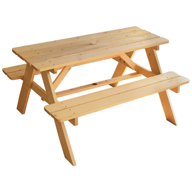 Mobilier de jardin - FUN HOUSE - Table pique-nique en bois H.53 x L.95 x P.100 cm - Montage facile