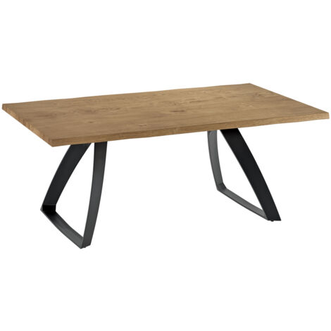 Table en chêne thermotraité avec pieds noirs 100x200x76h cm