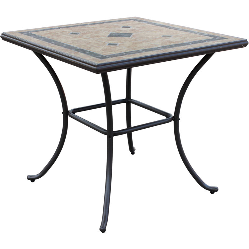 Table en fer avec fleur 80x80 Top mosaïque