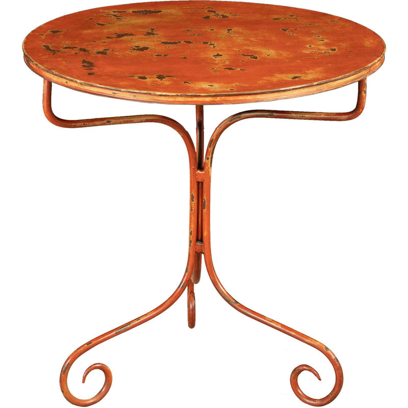 Biscottini - table en fer forgé avec finition rouge antique