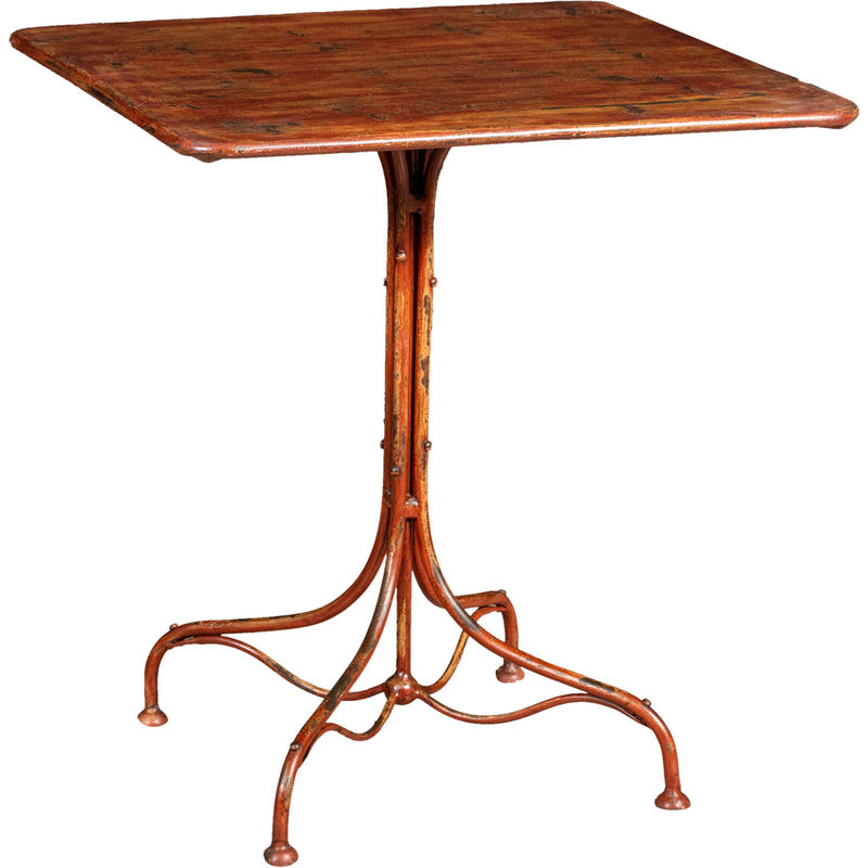 Biscottini - Table basse carrée en fer forgé Table de jardin Table de bar, bistro et restaurant Finition rouge antique Table en fer 70x70x76