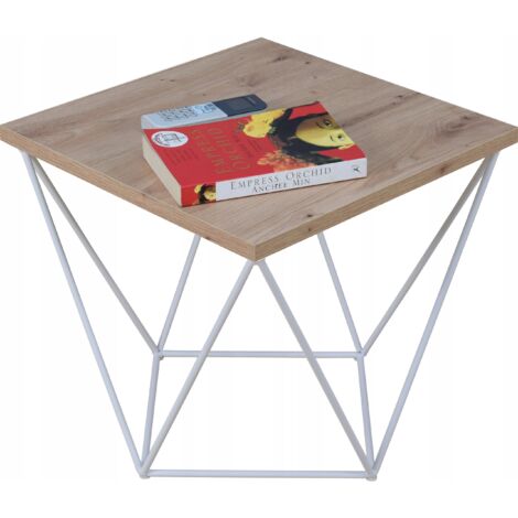Table en fil de fer 2K40, chêne artisanal blanc mat
