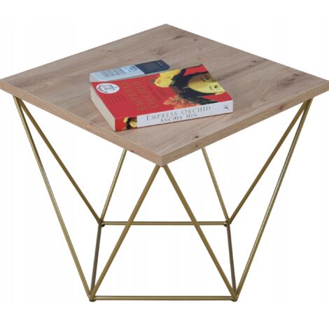 Table en fil de fer artisanal en chêne doré 2K40