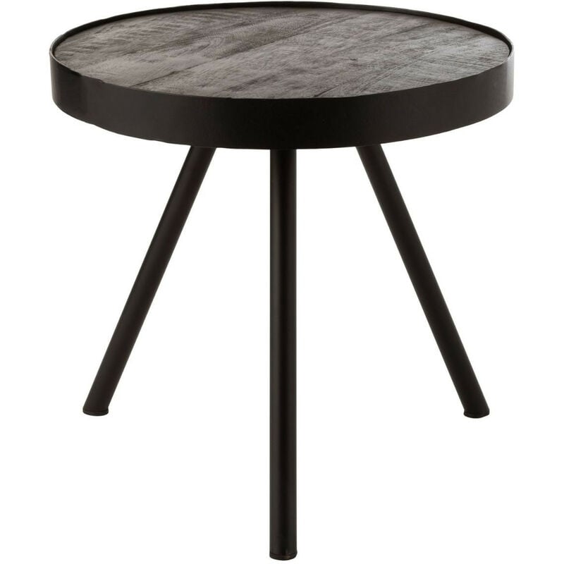Hellin - Table basse ronde en bois de manguier et métal L50 - malko