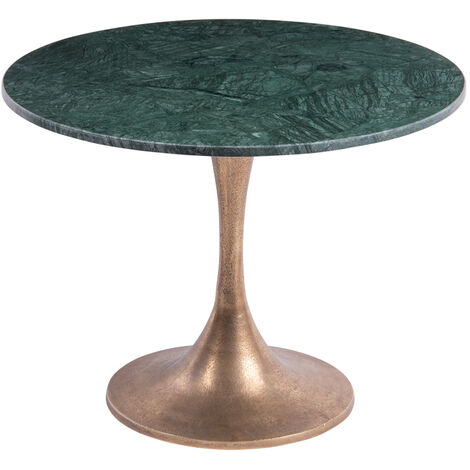 Table en marbre vert Paros 59 cm – Hauteur 45 cm – Pied métal doré – Élégance intemporelle pour décoration intérieure – Table Passion