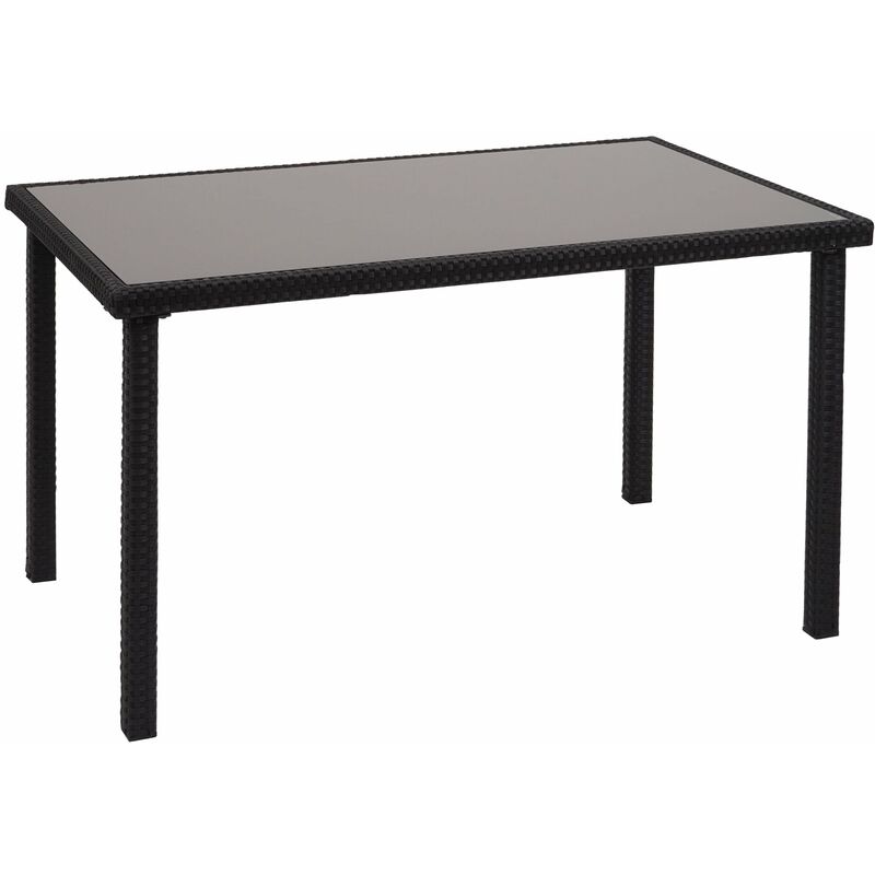 Décoshop26 - Table en polyrotin plateau en verre pour balcon jardin terrasse 120x75cm noir 040005084