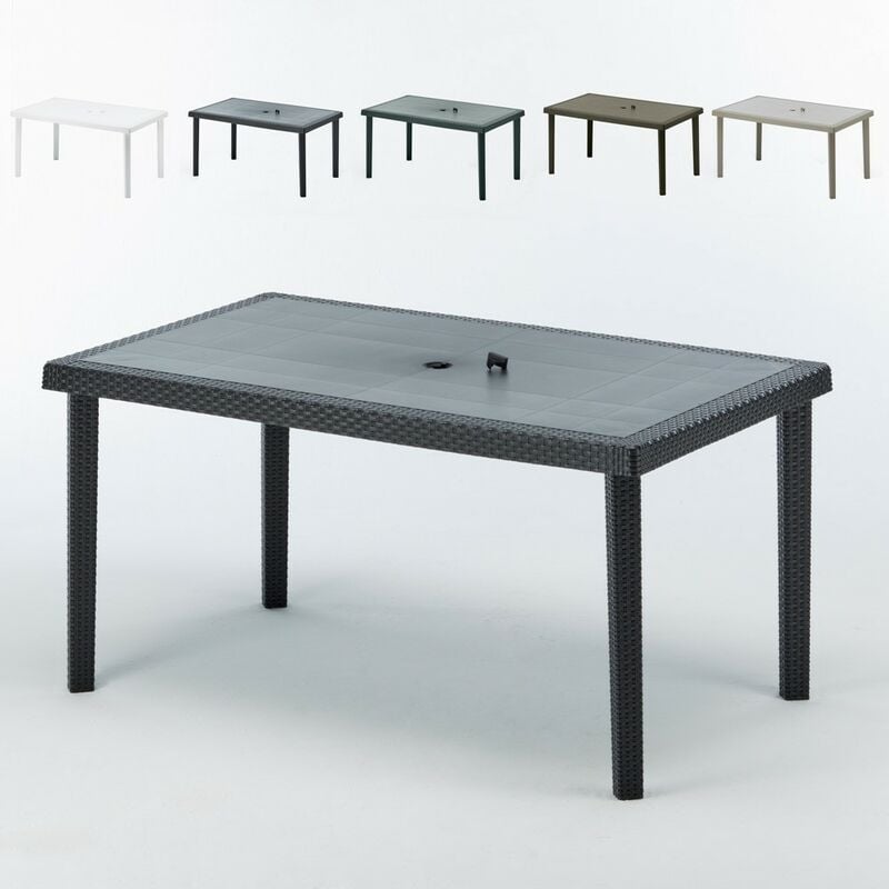 Table en Polyrotin rectangulaire 150x90 pour Jardin terrasse bar restaurant Grand Soleil Boheme Couleur: Noir