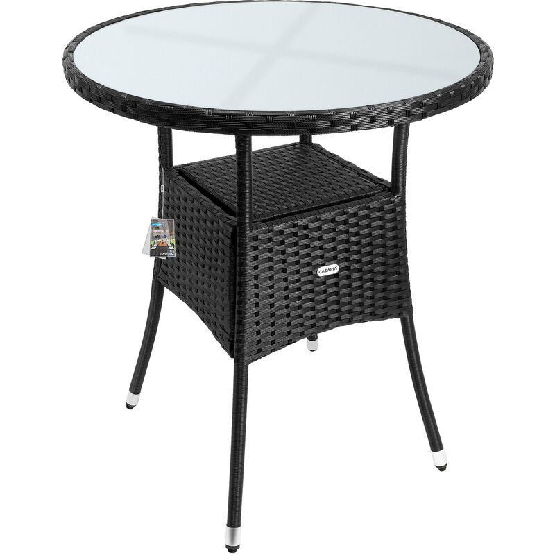 Table en polyrotin rond - Ø60cm - noir pour jardin balcon meuble table d'appoint