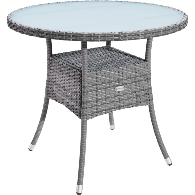 Casaria - Table de jardin en polyrotin 80cm résistant aux intempéries Rond Extérieur Petit Terrasse Balcon Table d'appoint Grau xl (de)