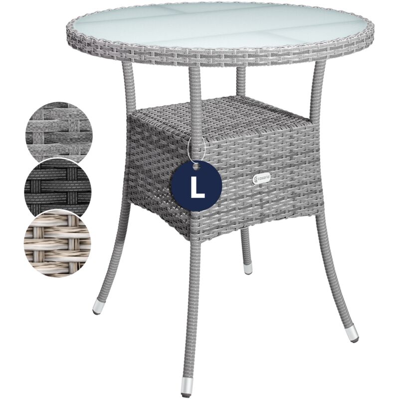 Table de jardin en polyrotin 80cm résistant aux intempéries Rond Extérieur Petit Terrasse Balcon Table d'appoint Grau l (de) - Casaria