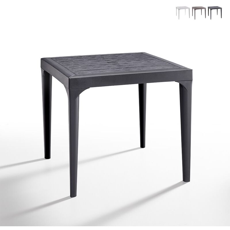 table de jardin bar extérieur carré 80x80cm en polypropylène malmo couleur: noir