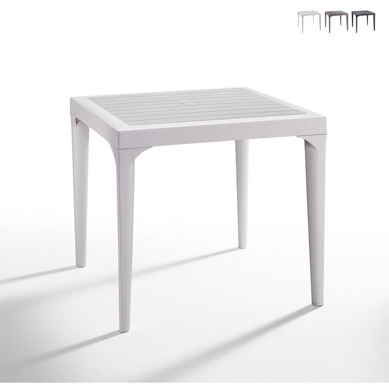 table de jardin bar extérieur carré 80x80cm en polypropylène malmo couleur: blanc