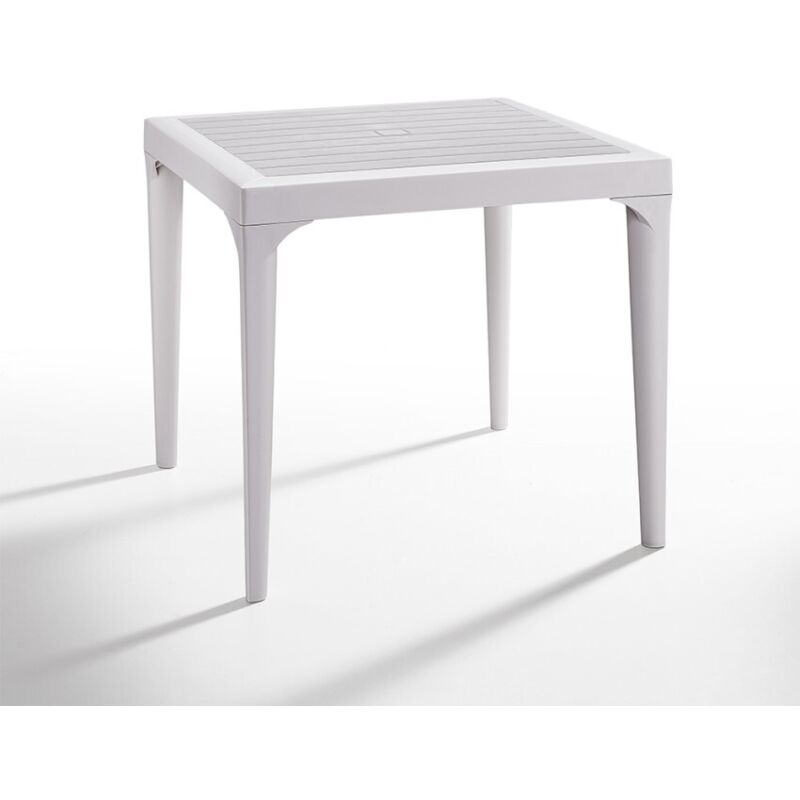 Table de jardin bar extérieur carré 80x80cm en polypropylène Malmo - Blanc
