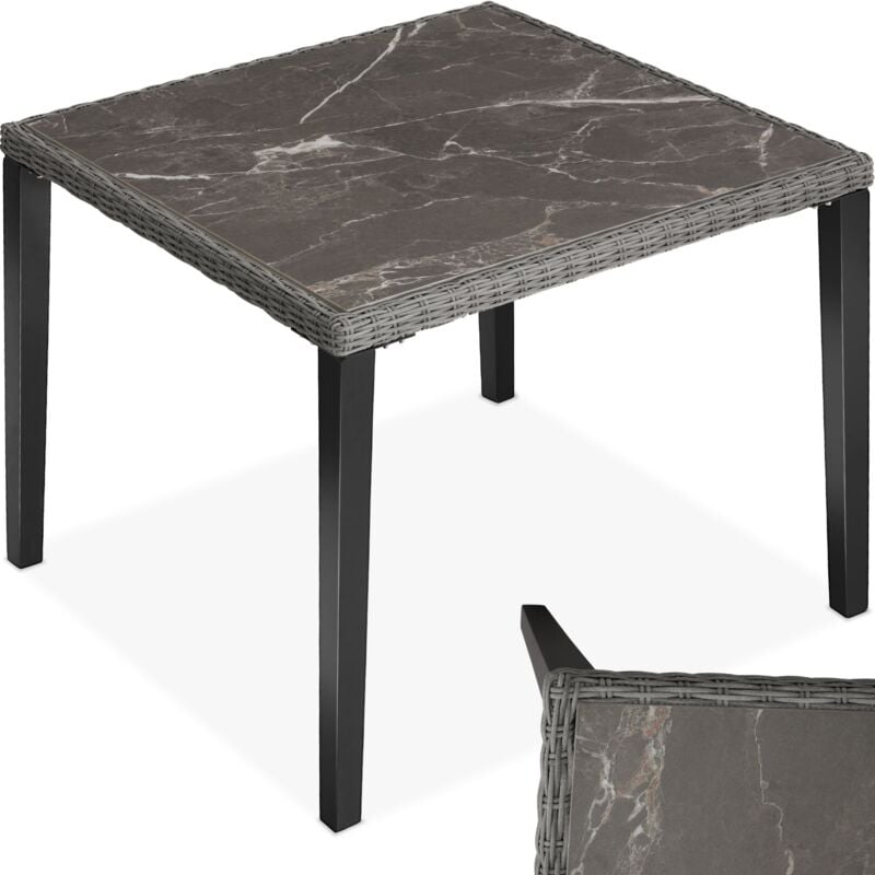Table en rotin avec cadre en Aluminium et Bois 93,5 x 93,5 x 75 cm