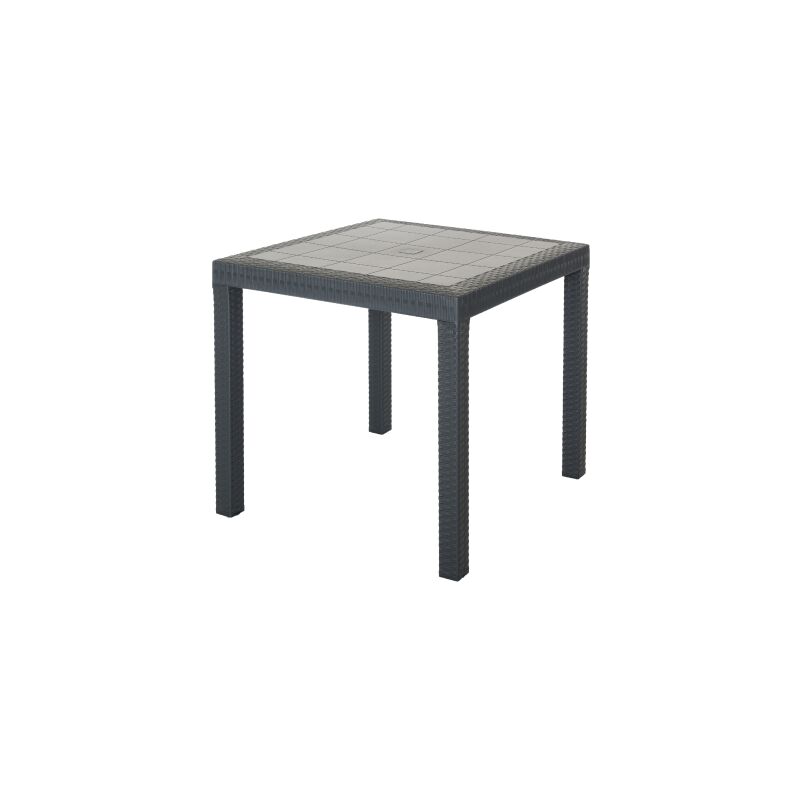 I Giardini Del Re - Table Dallas en re'sine antichoc effet polirattan anthracite 80x80x74 cm pour jardin exte'rieur
