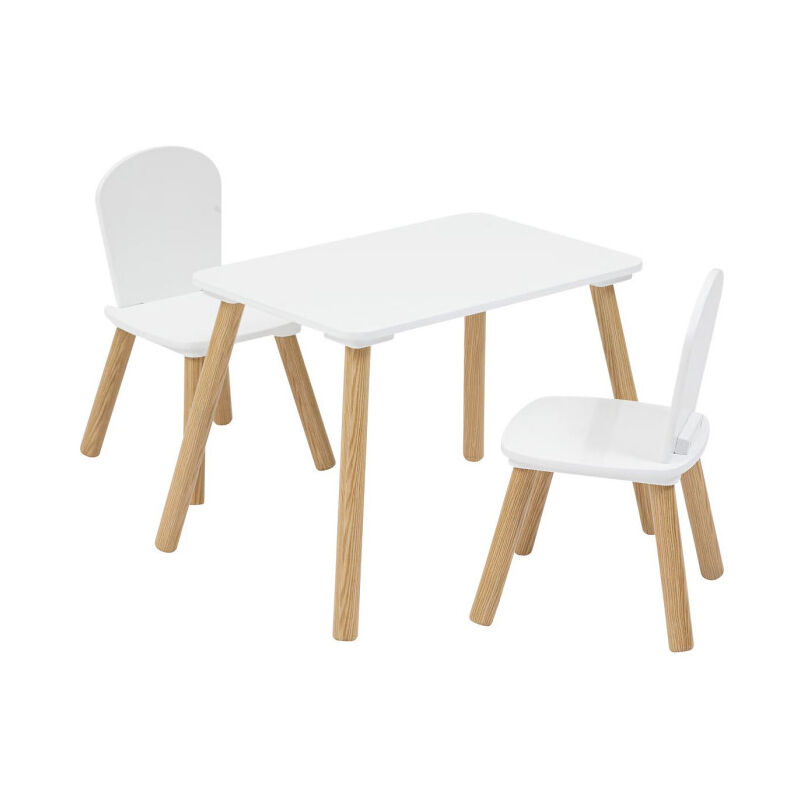 Table Enfant & 2 Chaises "Alex" 58cm Blanc