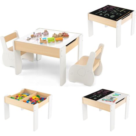 Table enfant avec 2 chaises, mobilier enfant avec rangement dissimulé, capacité de charge 30 kg, table et chaises pour filles et garçons de 3 à 6 ans (rose)