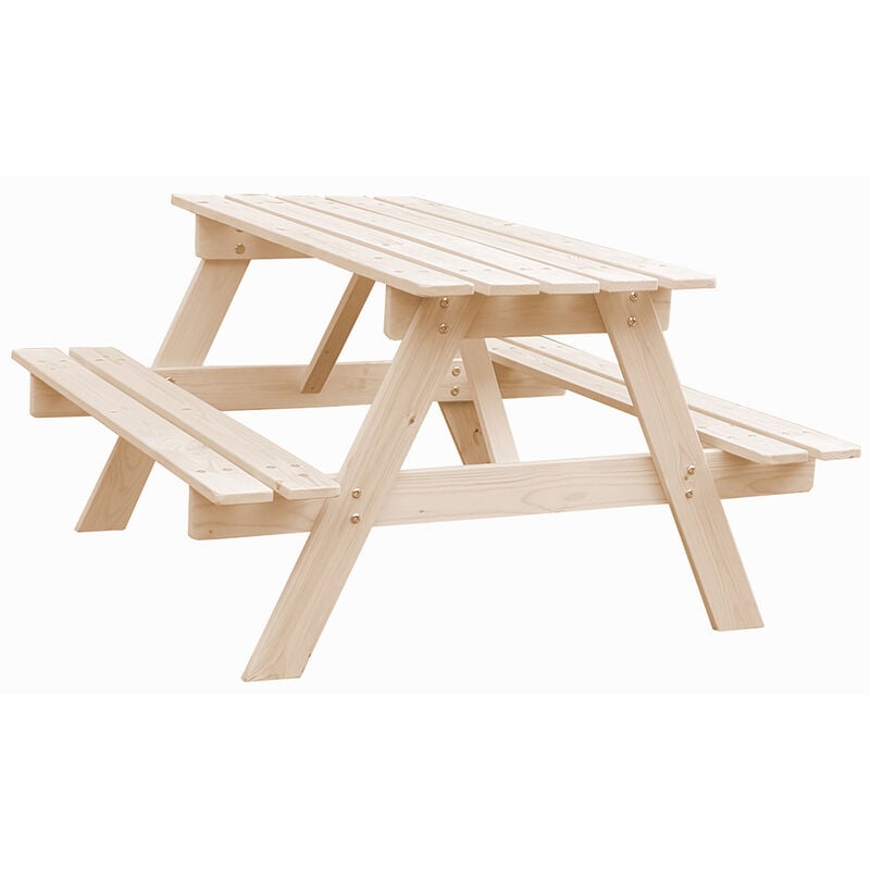 Table Enfant en Bois – Table et Chaise Enfant - Table Pique Nique 90x90xH50 cm - Salon de Jardin Enfant pour l'extérieur Timbela M018-1