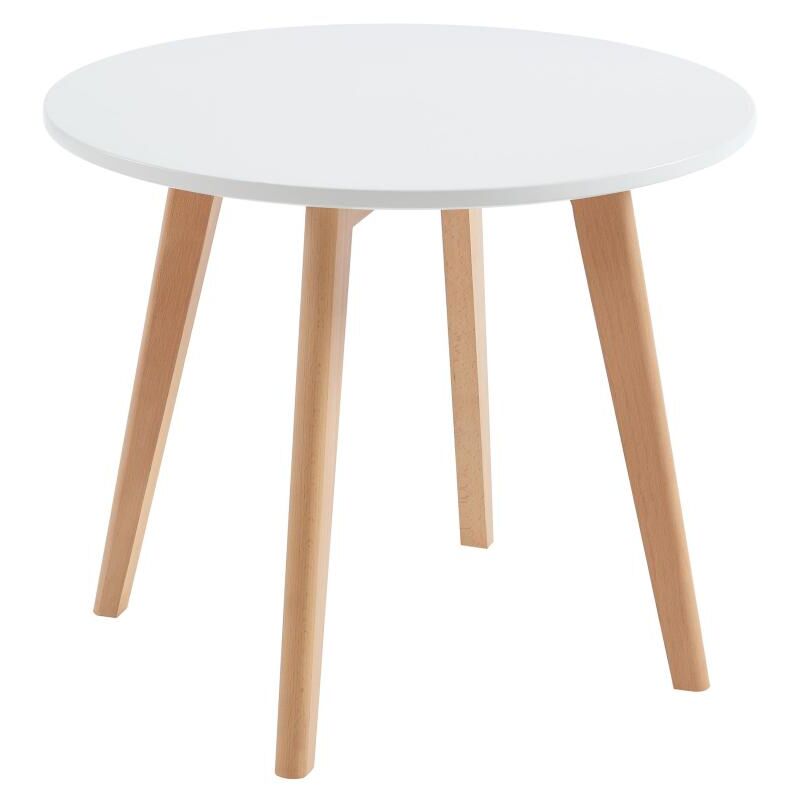 Vente-unique - Table enfant en mdf et hêtre - Blanc et naturel - louloune