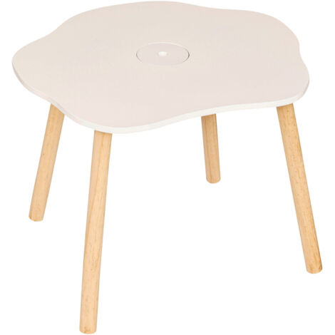 Table enfant forme organique avec pieds en bois Blanc 55x48x43 cm