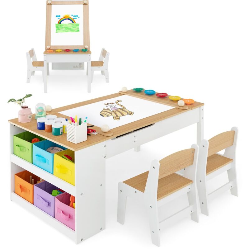 Table enfant,bureau enfant,petit bureau enfant,table enfant avec rangement,table d'art pour enfants,Table à Dessin avec chaises,chevalet d'art,table