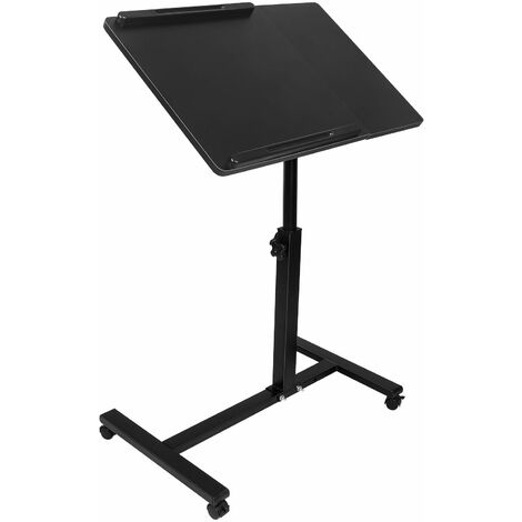 Table Ergonomique pour Ordinateur Portable avec Support de Souris Table d'appoint à roulettes Hauteur Réglable de 65 à 95 cm  Pivote à 360° pour lit et canapé noir