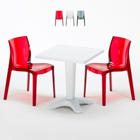 Table et 2 chaises colorées polycarbonate extérieurs Grand Soleil CAFFÈ